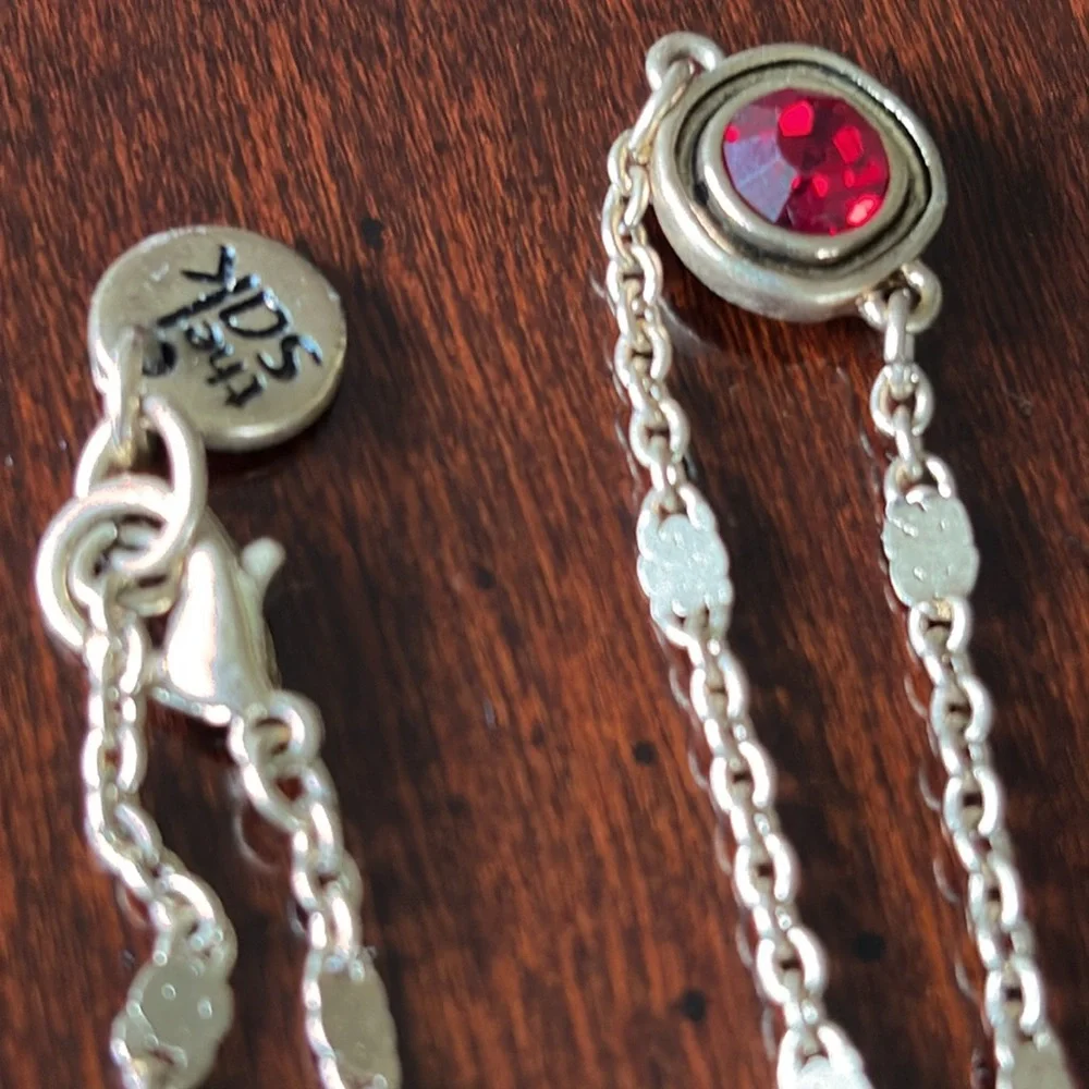 The Sak Gold and Ruby Red Crystal Station Necklace Minimalist Design